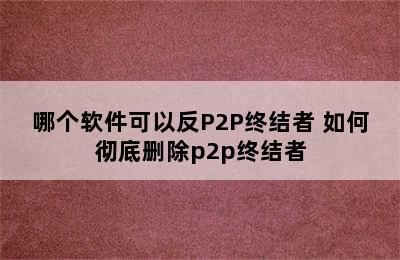 哪个软件可以反P2P终结者 如何彻底删除p2p终结者